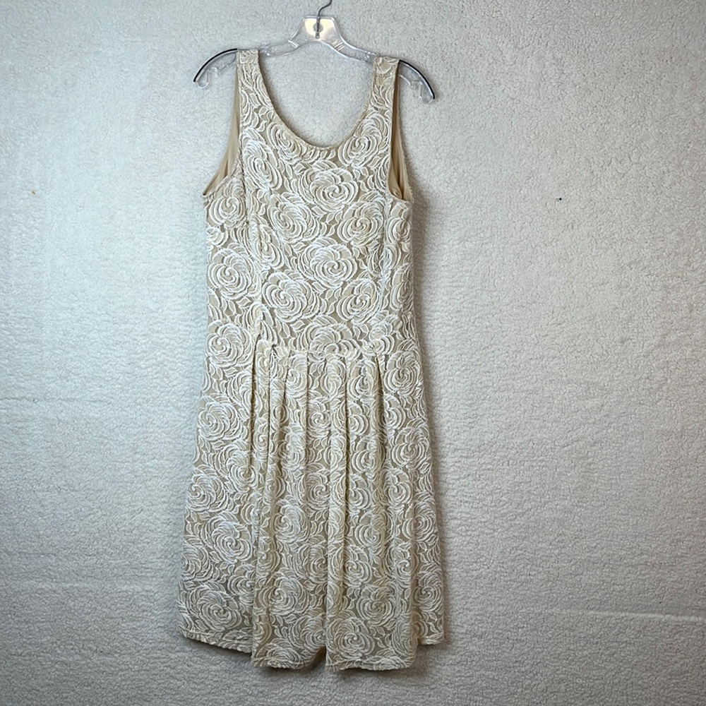 Sharagano Womens Off White Sleeveless Lace Overlay Dress SIZE 14 PLUS SIZE